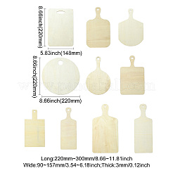 10 шт. 10 стиля прямоугольная деревянная мини-разделочная доска с ручкой&nbsp;AJEW-CJ0001-51