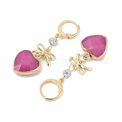 Серьги-подвески в форме сердца и банта из натуральных драгоценных камней EJEW-JE05388