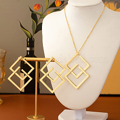 Комплект из ожерелья с подвеской в виде ромба и серег-гвоздиков из сплава&nbsp;FS-WG67473-01