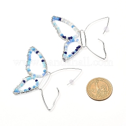 Boucles d'oreilles pendantes en perles de verre papillon pour fille femme&nbsp;EJEW-JE04658-01