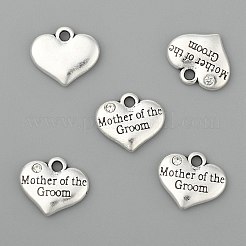 Тема свадьбы античный серебряный тон тибетский стиль сплав сердце с матерью жениха горный хрусталь подвески&nbsp;LS-TIBEP-N005-17A