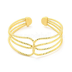 Многожильные латунные браслеты с открытыми манжетами для женщин BJEW-P322-03G