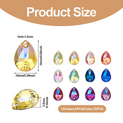 72 шт. 12-х цветные каплевидные пришивные стразы&nbsp;GLAA-TA0001-45