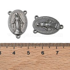 Eslabones del componente de la lámpara de la aleación del estilo tibetano de la Virgen María tallada ovalada sagrada&nbsp;TIBEP-LF0961YKG-B-FF