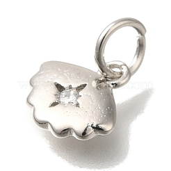 真鍮製マイクロパヴェキュービックジルコニアペンダント  ニッケルフリー  ハート  クラウドのチャーム  プラチナ  10x11x2mm&nbsp;KK-Q001-13P-02