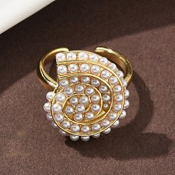 Перстни из абс-пластика с жемчугом RJEW-L128-02G