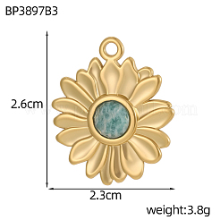 Подвески из нержавеющей стали 304 и бусин из натуральных драгоценных камней.&nbsp;STAS-OY010-24G