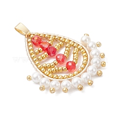 Подвески из стеклянных бусин в виде листьев PALLOY-MZ00866-02