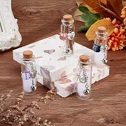 4 шт. 4 стиля прозрачных стеклянных пустых бутылок с подвесками в виде кошек из сплава и стекла AJEW-DR00030