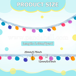 6 Yards Farbverlaufsbänder aus Polyester-Pompon-Bällen mit Quaste&nbsp;DIY-PH0035-76A