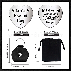 1 набор памятных монет из нержавеющей стали в форме сердца с двусторонней гравировкой на тему дружбы для лиц AJEW-GL0001-60