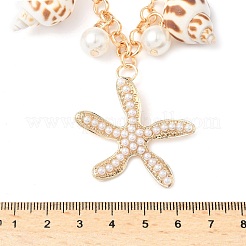 Летние натуральные ракушки и пластиковый жемчуг и железные звезды сплав двухслойные цепочки на талию и живот для женщин AJEW-G067-02G