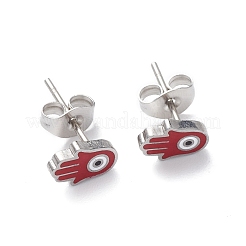 3 пара 3 стильных эмалевых хамса-рука со сглазом и висячими серьгами-кольцами EJEW-B020-08P