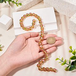 1 нить бусины ручной работы из песочного золота в технике лэмпворк&nbsp;LAMP-TA0002-09D