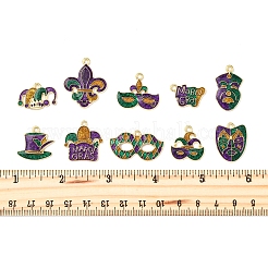 20 Stück 10 Stile Karneval/Mardi Gras Thema Legierung Emaille & Glitter Pulver Anhänger&nbsp;ENAM-FS0002-55