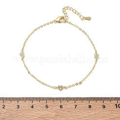 Bracelets en laiton sertis micro-pavés de zircon cubique transparent en forme de cœur&nbsp;KK-CBA6980-23G