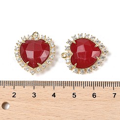 Подвески в форме сердца из натурального окрашенного белого нефрита&nbsp;G-I382-03G-05