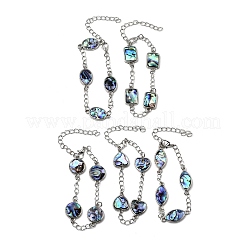 Браслеты из латуни и натуральной ракушки пауа для женщин&nbsp;BJEW-S179-01P