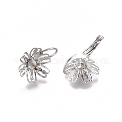 変色しにくい304ステンレススチールフレンチフックピアス金具  花  ステンレス鋼色  22x14x13~14mm  トレイ：4mm  ピン：0.8mm&nbsp;STAS-L234-139P