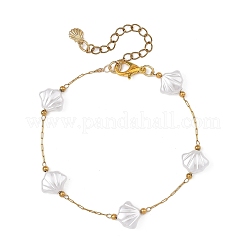 Bracelets à maillons en ABS imitation perle en forme de coquillage&nbsp;BJEW-JB13907