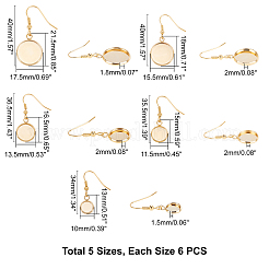 30 шт. 5 плоских круглых висячих серег из нержавеющей стали EJEW-UN0001-60