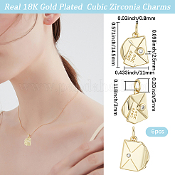 6шт латунные микропаве прозрачные кубические циркониевые подвески KK-BBC0020-62