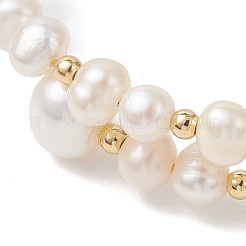 Браслеты для женщин из натурального культивированного пресноводного жемчуга и латунных бусин.&nbsp;BJEW-JB13342