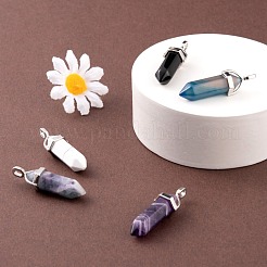 5 шт. 5 стильных заостренных подвески из натуральных смешанных драгоценных камней G-FS0001-31