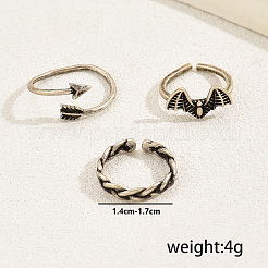 3 шт. медные ретро-кольца-манжеты с открытым носком для женщин IB3086