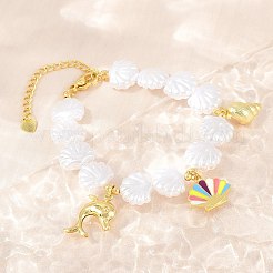 Bracelets à breloques en laiton émaillé océan pour femmes&nbsp;KK-CBA68DA-15C-G