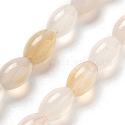 天然ホワイトアゲート瑪瑙ビーズ連売り  ライス  12x8mm  穴：1.2mm  約33個/連  15.94''（40.5センチメートル）&nbsp;G-B106-B07-01