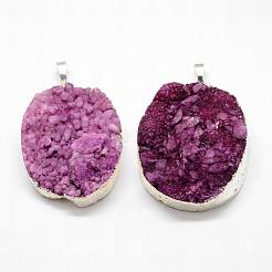 Elettrodeposte pendenti agata naturale e tinto druzy&nbsp;G-N0167-023A