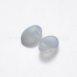 透明スプレー塗装ガラスチャーム  グリッターパウダー付き  オーバル  ライトグレー  8.5x6x4.5mm  穴：1mm&nbsp;GLAA-R211-05-D01