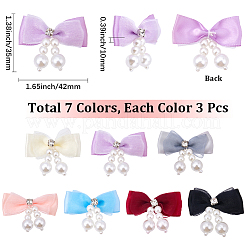 21 Stück 7 Farben Polyester mit Kunstperlen und Strass-Schleifen-Ornament-Zubehör&nbsp;DIY-SC0003-50