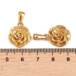 304ステンレスペンダント  花のチャーム  ゴールドカラー  17.5x15x4.5mm  穴：7.5x3.5mm&nbsp;STAS-P438-39A-G