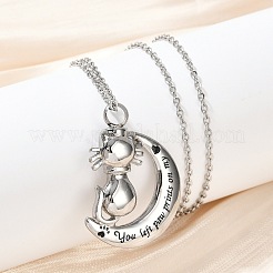 Ожерелья из нержавеющей стали 304 с урной для праха домашних животных в виде черной эмали&nbsp;NJEW-K286-01A-P