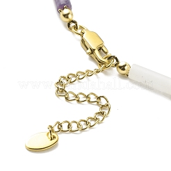 Collana di perline a colonna con pietre preziose miste naturali e sintetiche con cuore in ottone da donna&nbsp;NJEW-JN03911