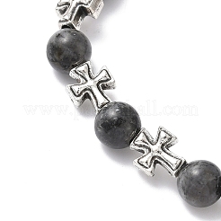 Браслеты из натуральных круглых бусин ларвикита&nbsp;BJEW-JB12343-03