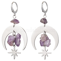 Серьги с застежкой-молнией из натурального смешанного камня EJEW-JE06200