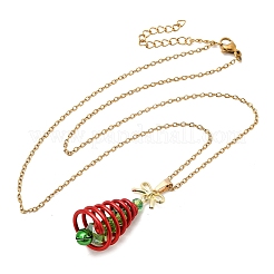 Подвеска в виде рождественской елки из алюминия и зеленого стекла&nbsp;NJEW-JN05425