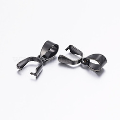 304ステンレススチールペンダントピンチベイルイオンプレーティング（IP）  電気泳動黒  10x7x3mm  穴：4x5mm&nbsp;STAS-E127-09B