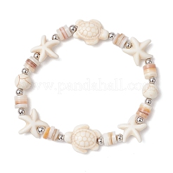 Браслеты из натуральных пресноводных бусин с морскими звездами и черепахами для женщин BJEW-JB11922-02