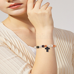 DIY-Sets zur Herstellung von Halsketten mit Kreuz aus Acryl- und Holzperlen&nbsp;DIY-LP0001-48
