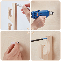 5-уровневые настенные бамбуковые подставки для удочек&nbsp;ODIS-WH0025-256