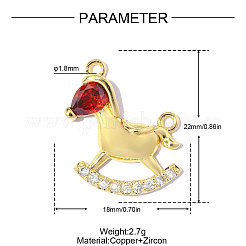 Pendentifs en laiton micro pavé de zircons cubiques rouges&nbsp;CU-OY001-09G