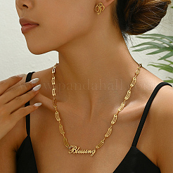 Модные комплекты из серег-гвоздиков и ожерелий с подвесками из нержавеющей стали для женщин MG1512