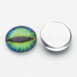 Halbrunde / gewölbte Glascabochons mit Drachenauge-Aufdruck&nbsp;LS-GGLA-A002-12mm-AB09