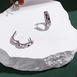 6 paio di orecchini a cerchio ovali in lega di zinco con strass&nbsp;EJEW-WR0001-010G