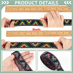 6 ярд 2-цветный этнический стиль вышивка плоский полиэстер эластичный треугольный жаккардовый резиновый шнур/лента OCOR-BC0007-68