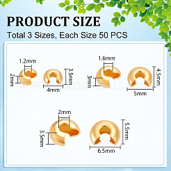 150 шт. 3 размера латунных крышек для обжимных бусин&nbsp;KK-UN0003-82